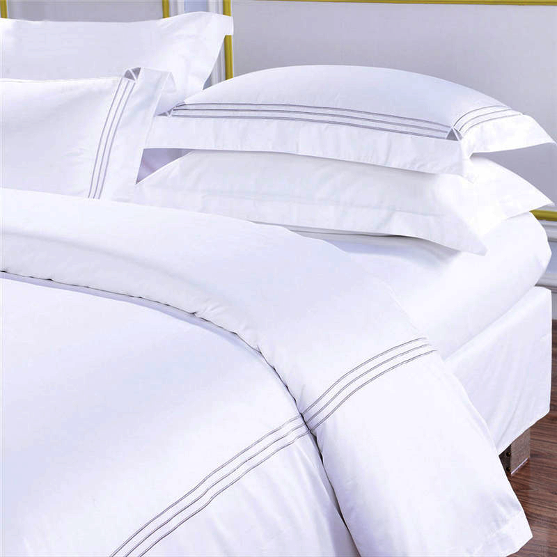 Hotel-Art-Bettwäsche der Stickerei-100% Baumwolle 4PCS für Resort