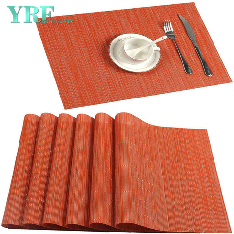 Bankett Quadratische PVC-Tischsets aus lichtechtem, orangefarbenem Glas