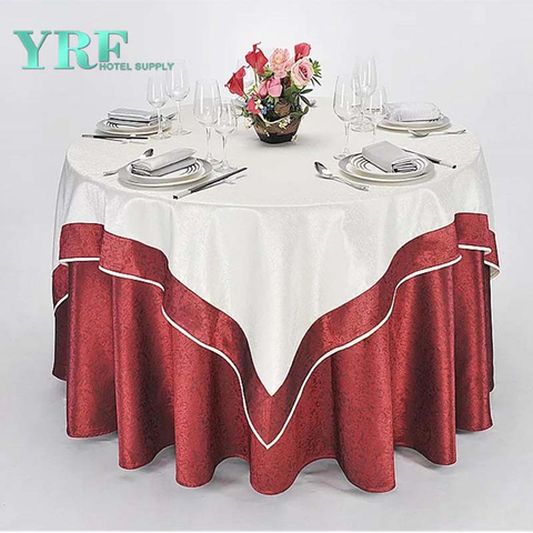 YRF Factory Sale 5 Star Hotel Square Table Cloth White Jacquard