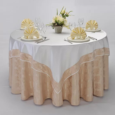 YRF Manufacturer Wedding Round Table Cloth Yellow Jacquard