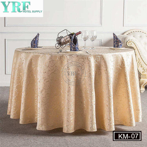 YRF Round Tablecloth 120" Inch Gold Polyester Washable Wrinkle Free For Buffet Table