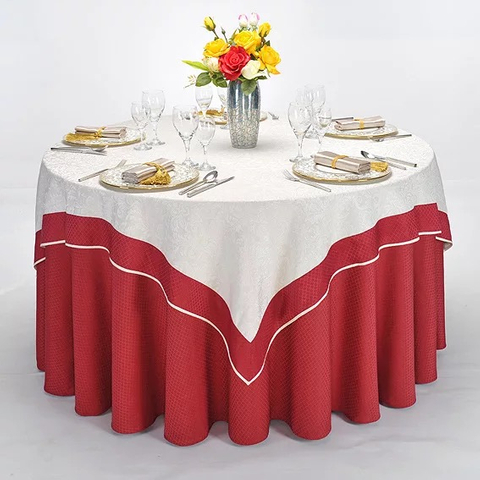 YRF China Factory Apartment Round Table Cloth Red Yarn Dyed
