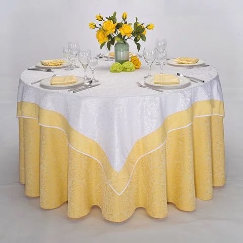 YRF Factory Supply Hotel Round Table Cloth Yellow Plain Dyed