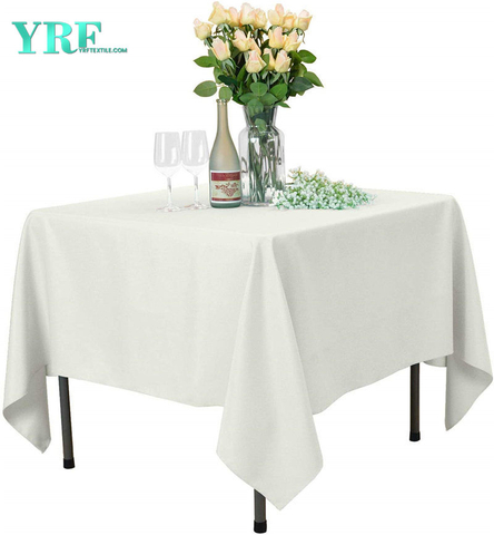 Quadratische Tischdecke Elfenbein 85x85 Zoll 100% Polyester Knitterfrei für Partys