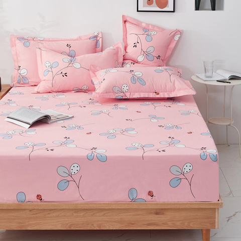 Luxuriöser, verstellbarer Bezug mit tiefen Taschen, rosafarbenes Doppelbett-Bettwäsche-Set