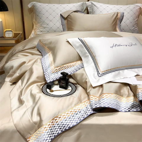 Hochwertiges 4-teiliges Hotelbedarf-Bettwäsche-Set aus Baumwolle, Fadenzahl 250