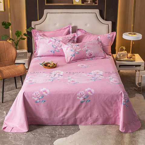 Bettlaken-Set, Rosa, bedruckt, weiche Falten, für ein volles Bett