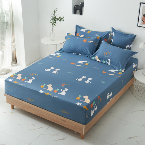 Startseite Produkt Weicher, angepasster Bezug, tiefe Taschen, blaue Cartoon-Bettwäsche