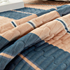 Luxuriöse Tagesdecke, gewaschene Bettwäsche in voller Größe, Kamel und Stahlblau für Frühling und Sommer