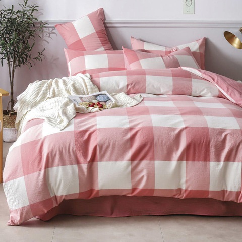 Heimtextilien-Bettlaken aus Baumwolle, hochwertiges Luxus-Rosa-Plaid