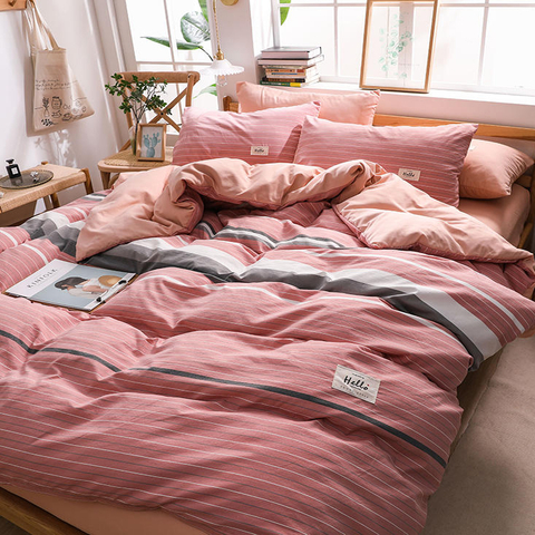 Heiße verkaufende Schlafsaal-Qualitäts-gestreifte Baumwollgewebe-Bettwäsche