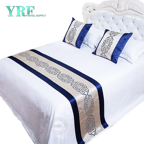 Hotel Schlafzimmer Einfache Helle Seide Verzieren Silber Blaue Bettflaggen